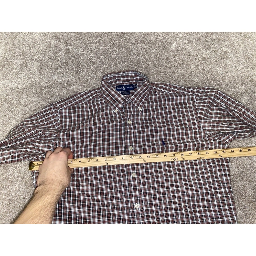 Polo Ralph Lauren Shirt Men Large Red Check Plaid Long Sleeve Blue Pony Logo - Picture 4 of 7